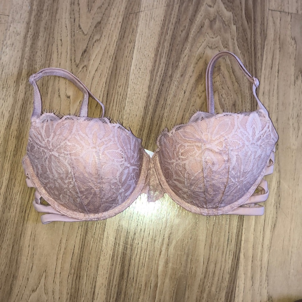 Shimmery pink champagne push up bra